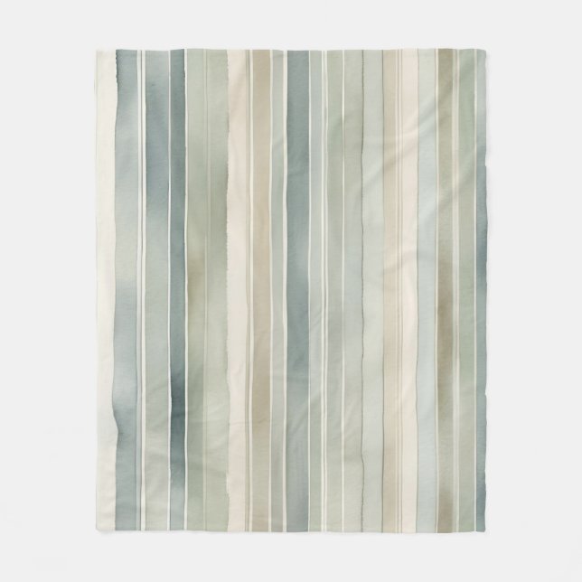 Teal Blue Sage Grönt Cream Distress Rand Fleecefilt (Framsidan)