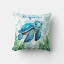 Teal Blue Sea Turtle Sjögräs Pojke Gift
