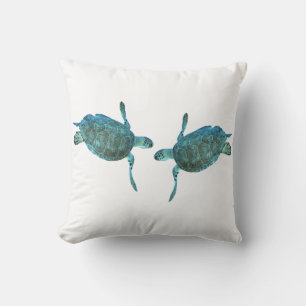 Teal Blue Sea Turtles Ocean Elegant Beach Kudde