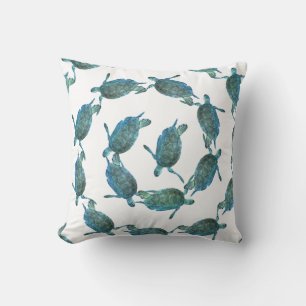 Teal Blue Sea Turtles Ocean Elegant Beach Kudde