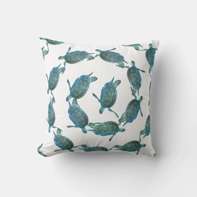 Teal Blue Sea Turtles Ocean Elegant Beach Kudde (Framsida)