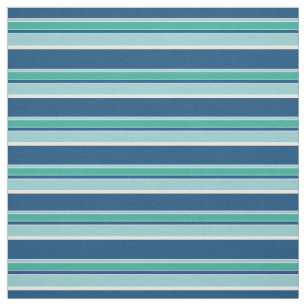 Teal Blue Seafoam Grönt Rand Mönster Tyg