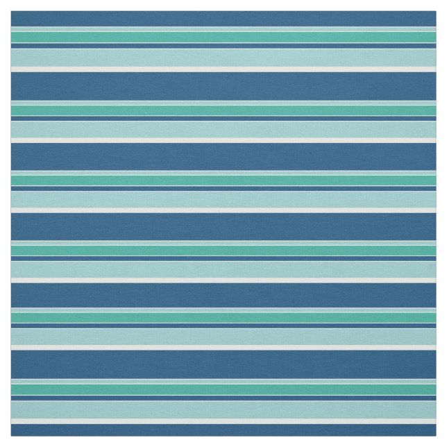 Teal Blue Seafoam Grönt Rand Mönster Tyg (Provkarta)