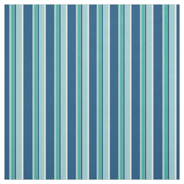 Teal Blue Seafoam Grönt Rand Mönster Tyg (Provkarta)