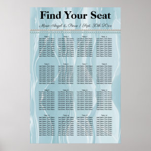 Teal Blue Silke med vita pärlor Sittdiagram Poster