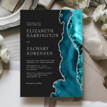 Teal Blue Silver Agate Bröllop