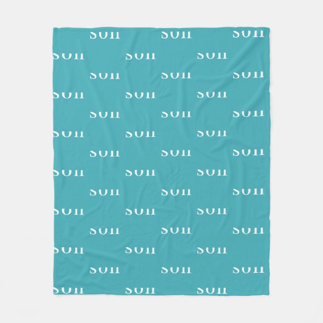 Teal Blue Simple Personlig Upprepande Namn Fleecefilt (Framsidan)