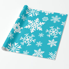 Teal Blue Snöflingor Jul Helgdag Gift Wrap Presentpapper