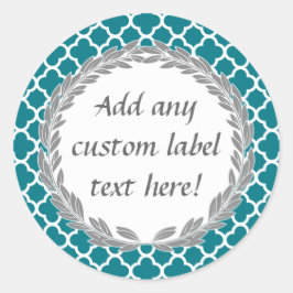 Teal Blue Söt Anpassningsbar Canning Burk Craft La Runt Klistermärke