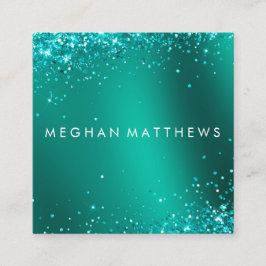Teal Blue Söt Sparkles Beauty Makeup Artist Fyrkantigt Visitkort