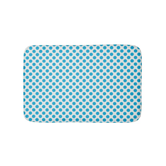 Teal Blue Spots on White Backgound Bathroom Mats Badrumsmatta (Framsidan)