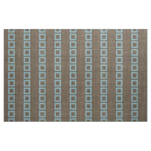 Teal Blue Squares Mönster on Mörk Coffee Brown Tyg