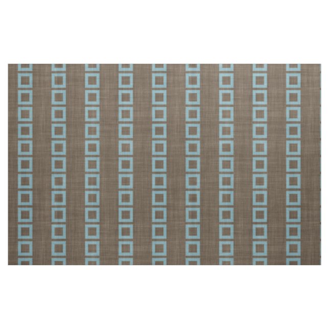 Teal Blue Squares Mönster on Mörk Coffee Brown Tyg (Fat Quarter)