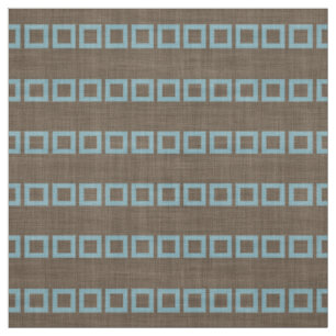 Teal Blue Squares Mönster på Mörk Coffee Brown Tyg