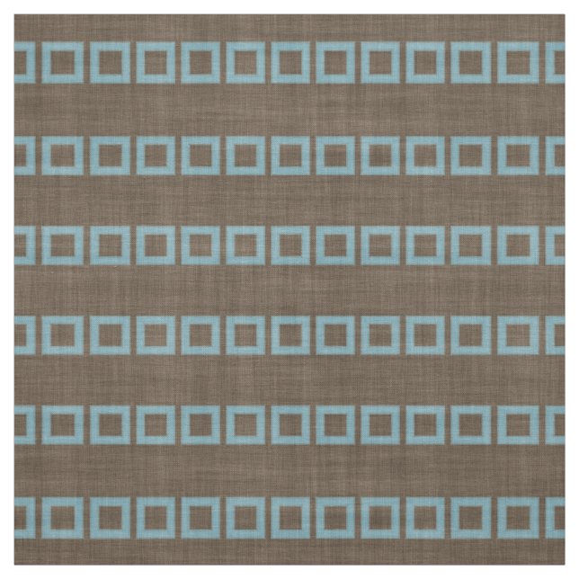 Teal Blue Squares Mönster på Mörk Coffee Brown Tyg (Provkarta)