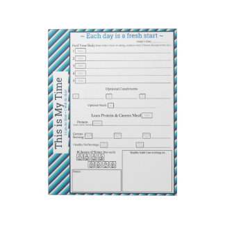 Teal/Blue Stripe 5-1 Måltidsspårare Anteckningsblock