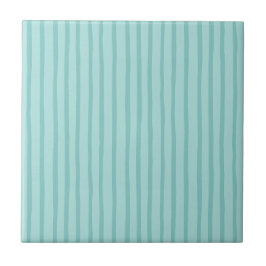 Teal Blue Stripes Kakelplatta