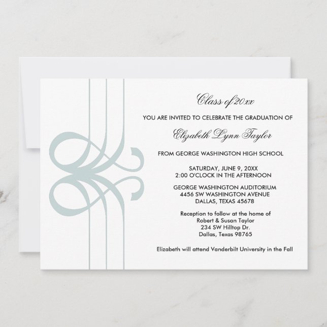 Teal Blue Studenten-meddelande Inbjudningar (Framsida)