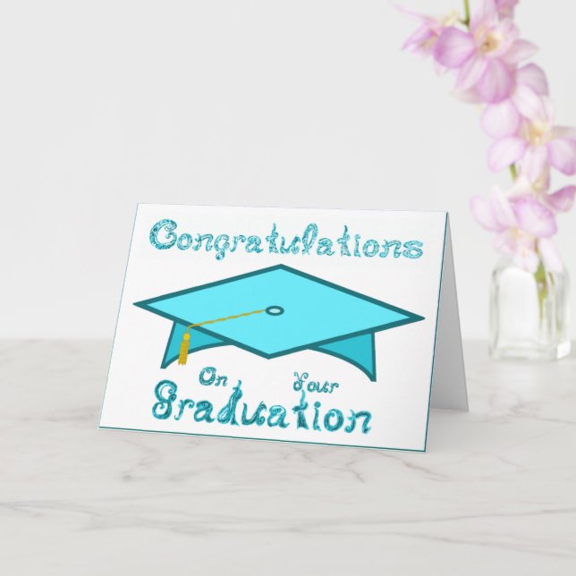 Teal Blue Studentmössa Printable Party Hat eller Kort (Orkide)