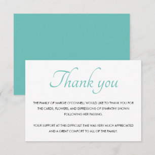 Teal Blue Tack Funeral Memorial Service Kort