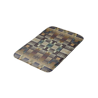 Teal Blue Tan Taupe Brown Native Tribal Mosaic Art Badrumsmatta