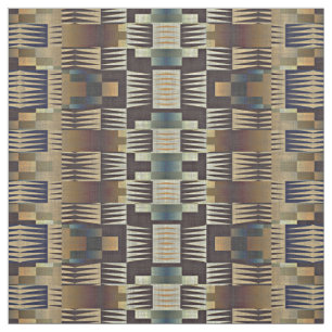 Teal Blue Tan Taupe Brown Native Tribal Mosaic Art Tyg