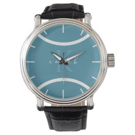 Teal Blue Tennis Boll & Initial Monogrammed Coach Armbandsur