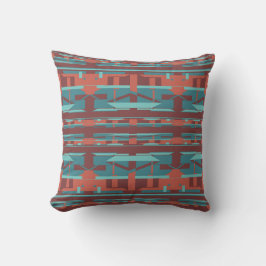 Teal Blue Terracotta Burgundy Tiled Southwest look Kudde