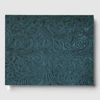 Teal Blue Tooled Leather (Faux) Gästböcker