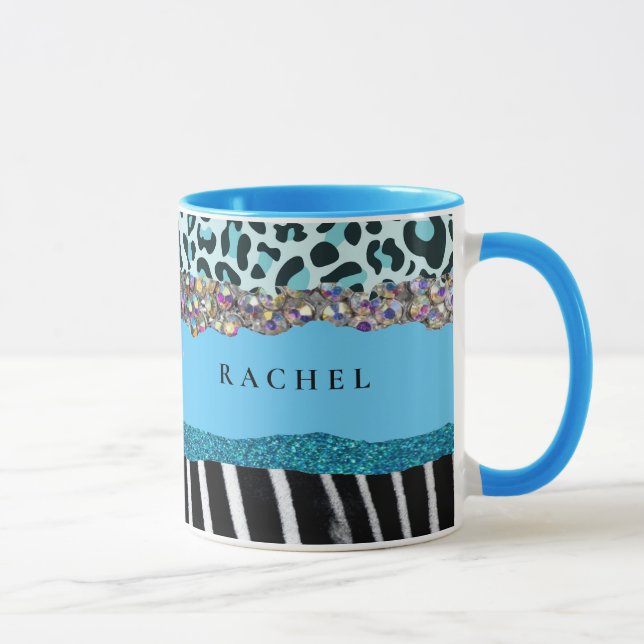 Teal Blue Turcos Girly Modern Glam Retro Mugg (Höger)