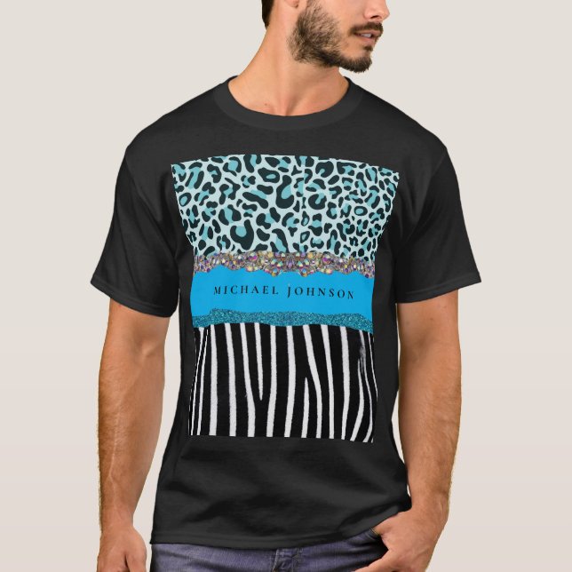 Teal Blue Turcos Modern Glam Retro Manar Shirt T (Framsida)