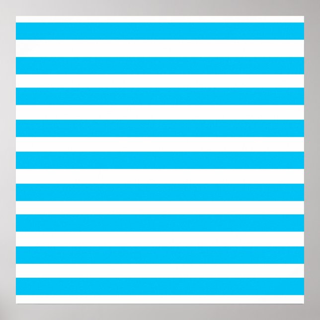 Teal Blue Turcos och White Rand Mönster Poster (Framsidan)