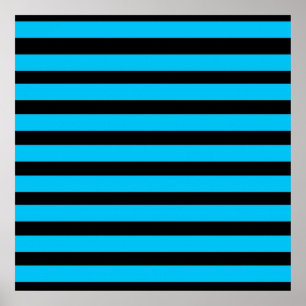 Teal Blue Turcos och White Rand Mönster Poster