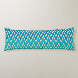 Teal Blue, turkos och Grönt Zigzags Kroppskudde