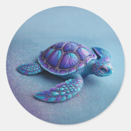 teal blue Turtle – Minimal Ocean Animal Gift Runt Klistermärke
