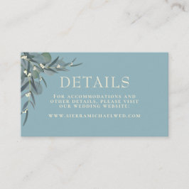 Teal Blue | Uppgifter om botaniskt Bröllop i Eucal Tilläggskort