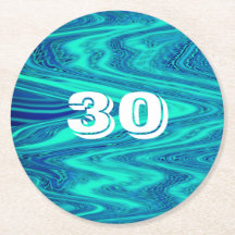 Teal Blue Vågar Abstrakt 30års födelsedag Anpassni