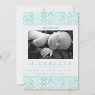 Teal/Blue Watercolor Chevron Mönster Baby Birth