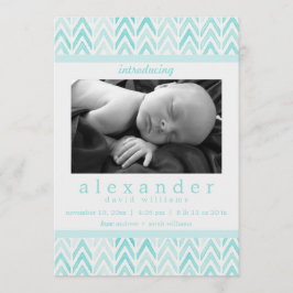 Teal/Blue Watercolor Chevron Mönster Baby Birth