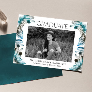 Teal Blue Watercolor Crystal Photo Studenten Meddelande