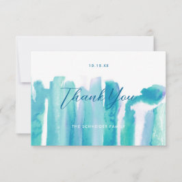 Teal Blue Watercolor Tie Dye Tack Photo II Kort