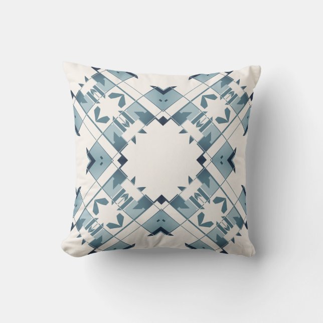 Teal Blue White Diamond-like Snowflake Motif  Kudde (Framsida)