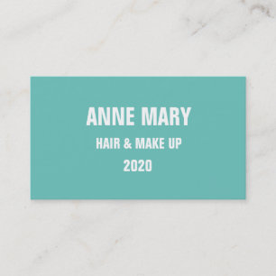 Teal Blue White Hair and Makup Snyggt Modern Coola Visitkort