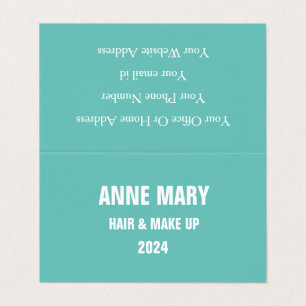 Teal Blue White Hair Salon Makeup Modern 2024 Visitkort