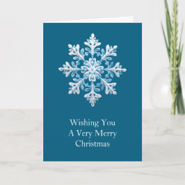 Teal Blue White jul Snowflake Kort