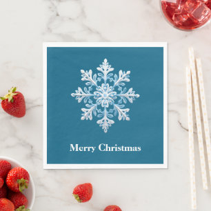 Teal Blue White jul Snowflake Pappersservett