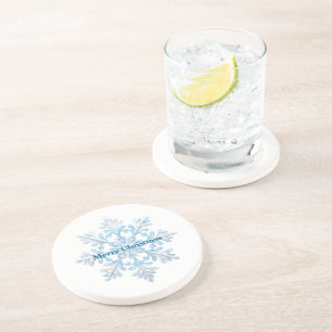 Teal Blue White jul Snowflake Underlägg