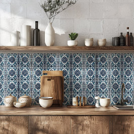 Teal Blue White Rustic Azulejo Mediterranean Kakelplatta