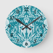 Teal Blue White Seahorse Ocean Sea Life Coastal