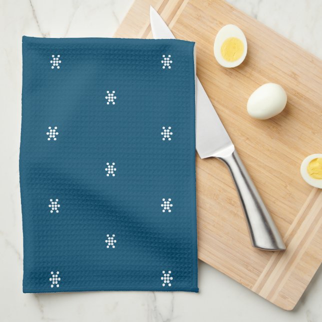Teal Blue White snöflingor mönster jul Kökshandduk (Vikt i Fjärdedel)